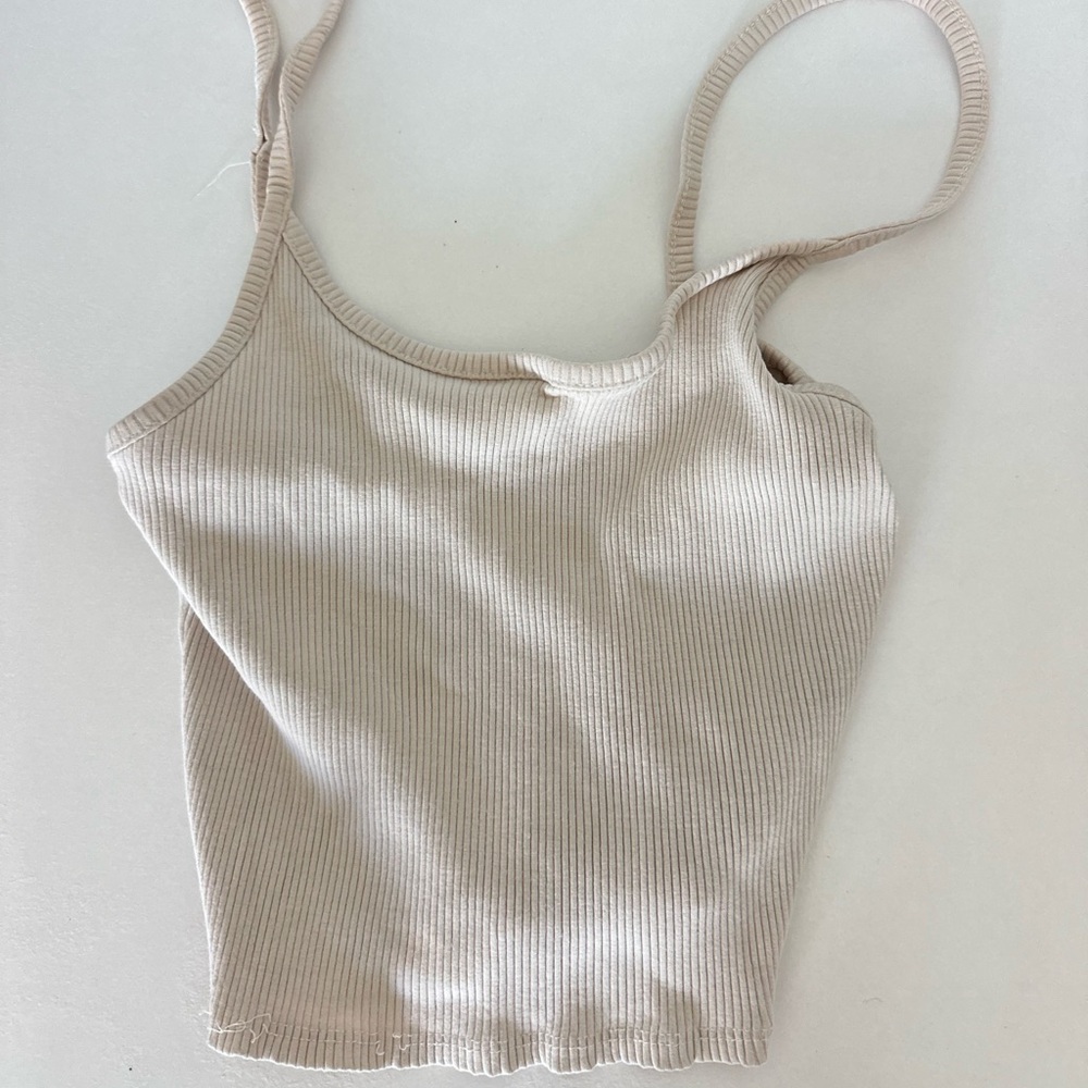 American Eagle Outfitters Cream Ribbed Camisole